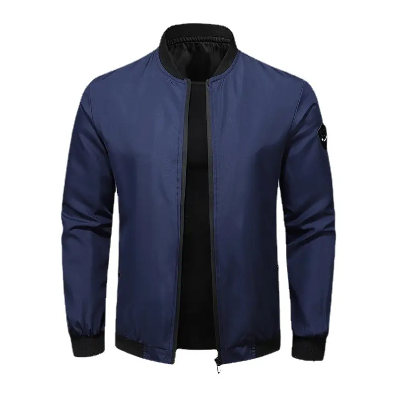 Men's Navy Blue Baseball Jacket Large Spring Autumn Lightweight - Image 9