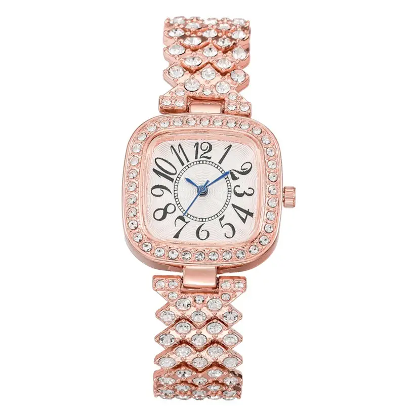 Rose Gold Square Diamond Women's Watch Bracelet