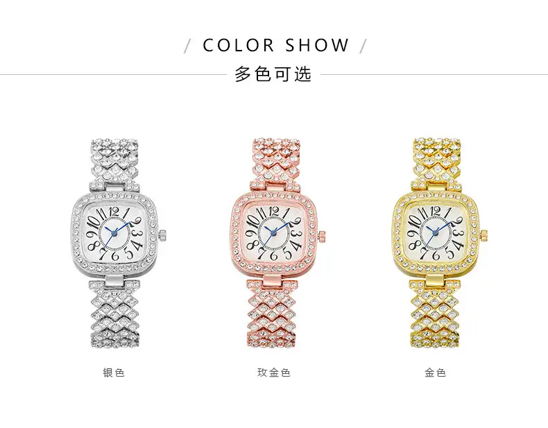 Rose Gold Square Diamond Women's Watch Bracelet — feature 2