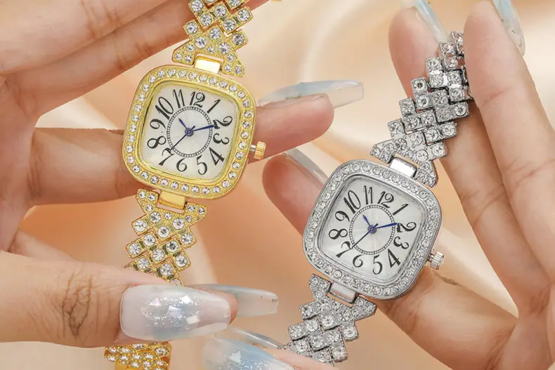 Rose Gold Square Diamond Women's Watch Bracelet — feature 4