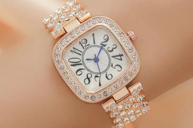 Rose Gold Square Diamond Women's Watch Bracelet — feature 6