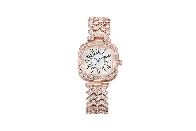 Rose Gold Square Diamond Women's Watch Bracelet — feature 7