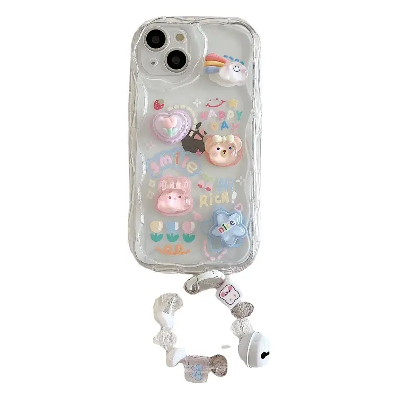 Rabbit Soft Phone Case for iPhone 17 with Rainbow Ice Cream Design