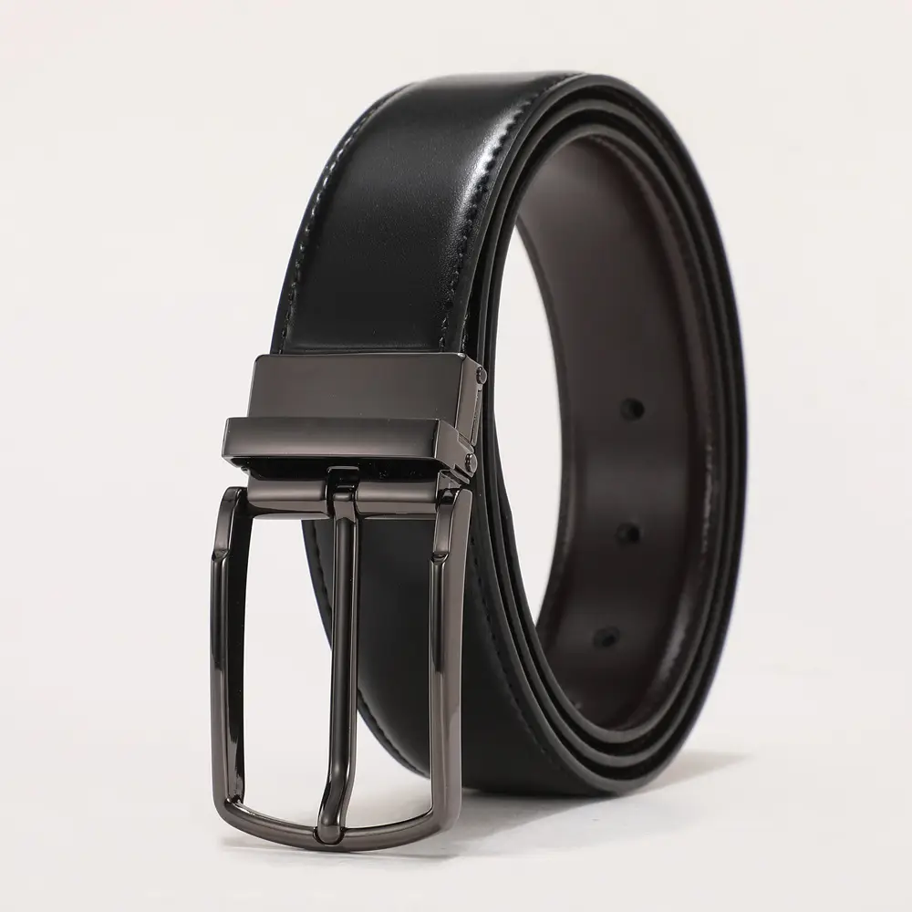Men's Black Real Cowhide Belt with Silver Buckle - Image 7