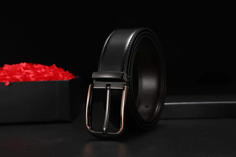 Men's Black Real Cowhide Belt with Silver Buckle β feature 11