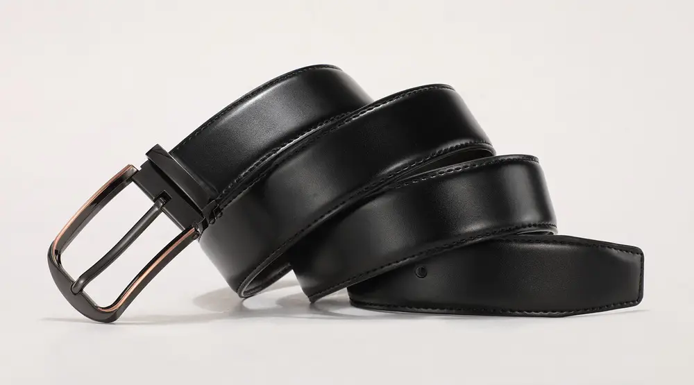 Men's Black Real Cowhide Belt with Silver Buckle β feature 6