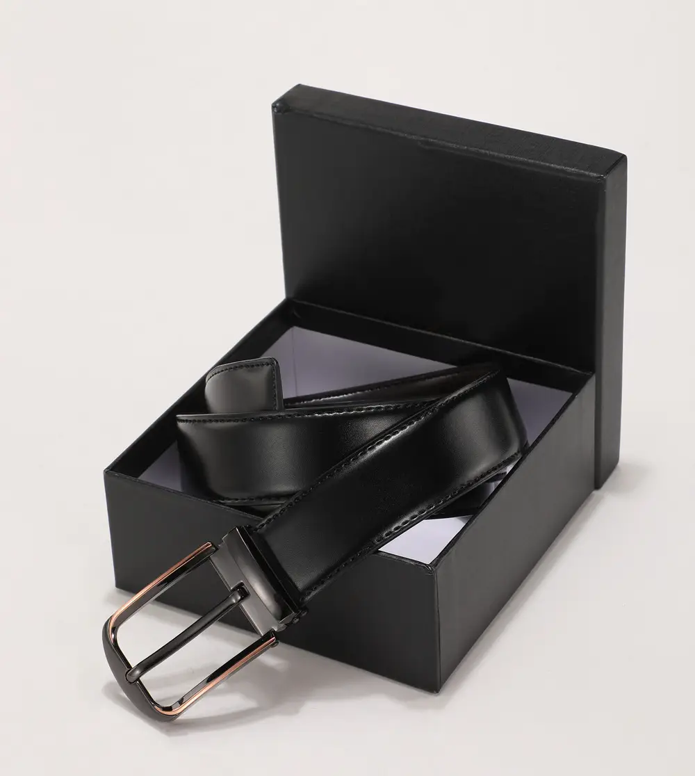 Men's Black Real Cowhide Belt with Silver Buckle - Image 4