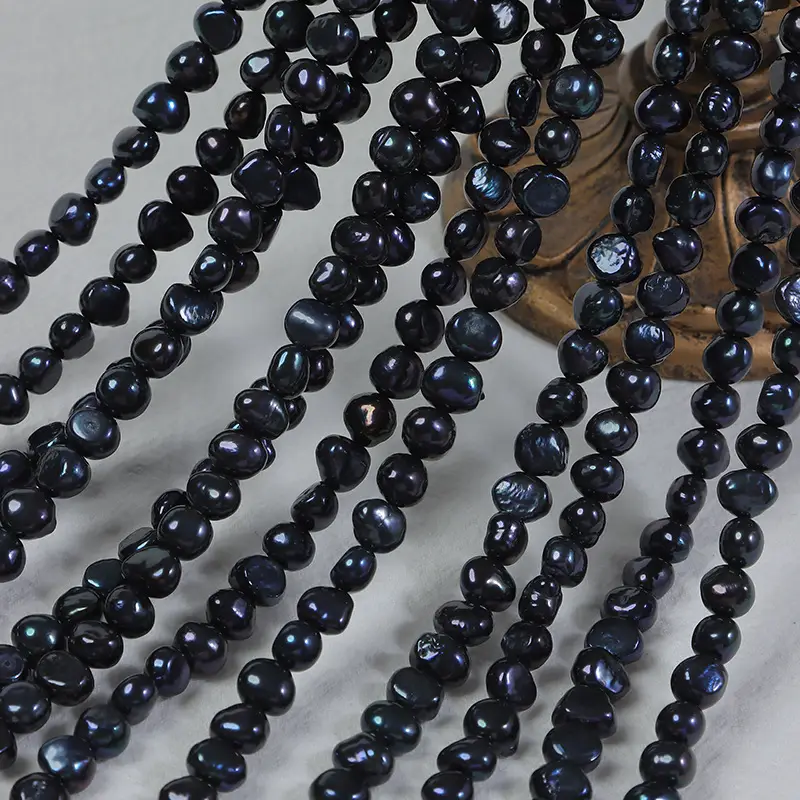 8-9mm Black Pearl Baroque Semi-Finished Diy Jewelry - Image 4