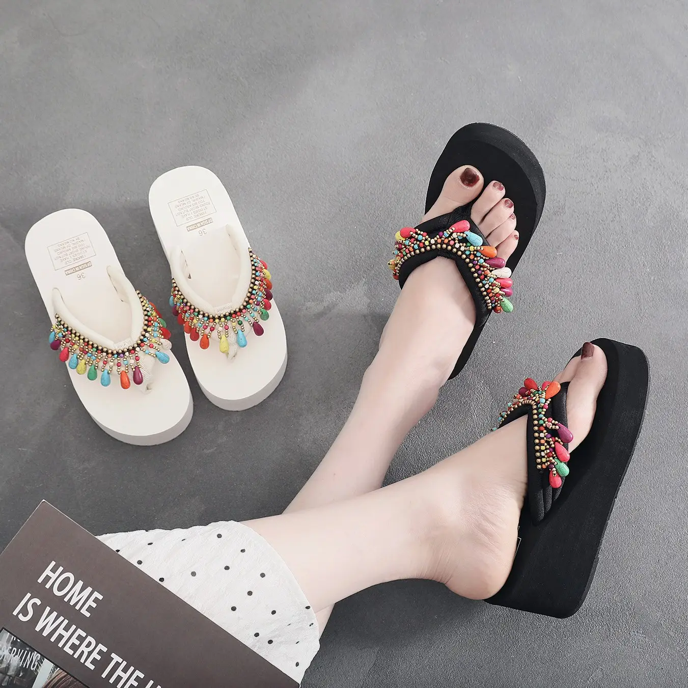 Bohemian Tassel Platform Sandals Women Summer Flip Flops
