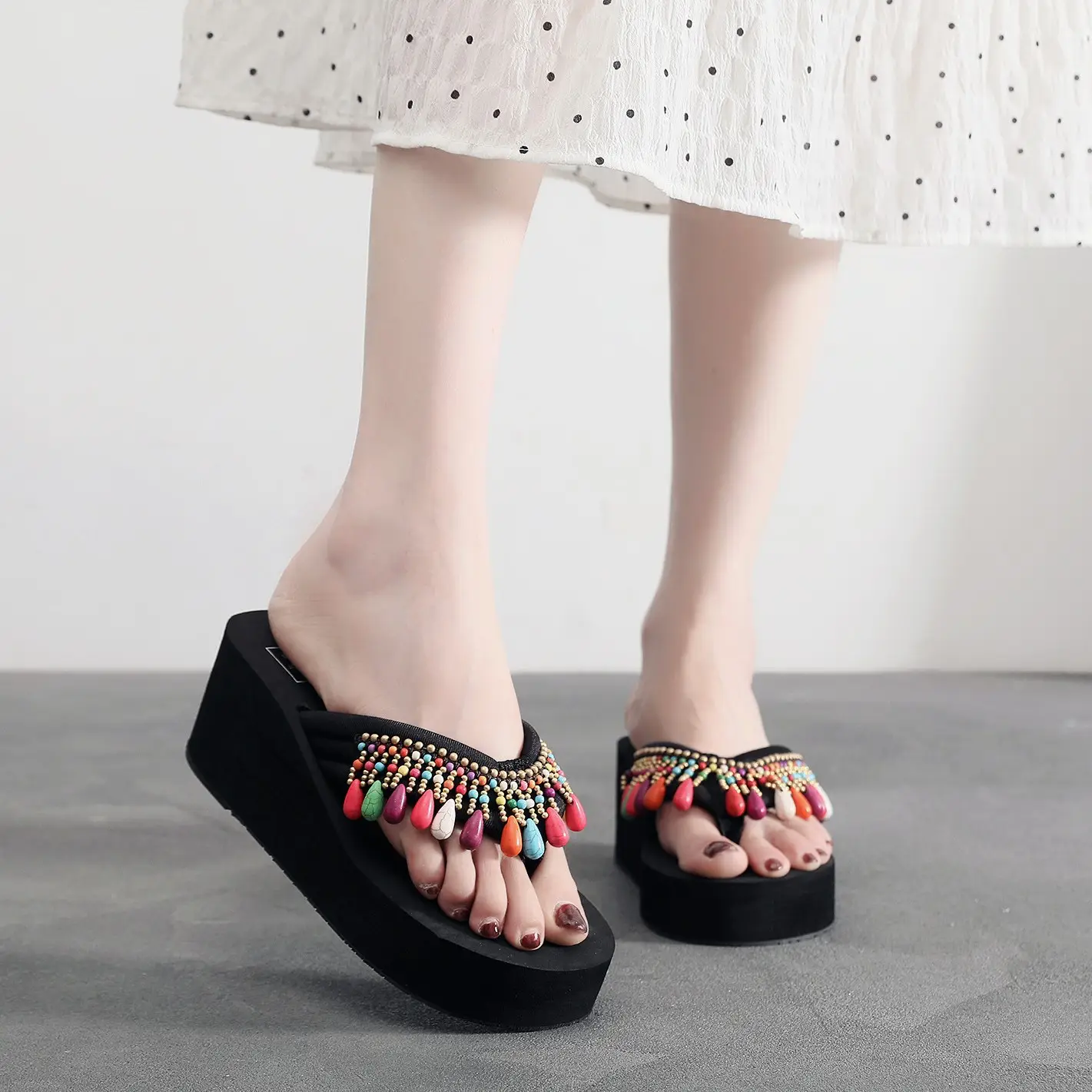 Bohemian Tassel Platform Sandals Women Summer Flip Flops