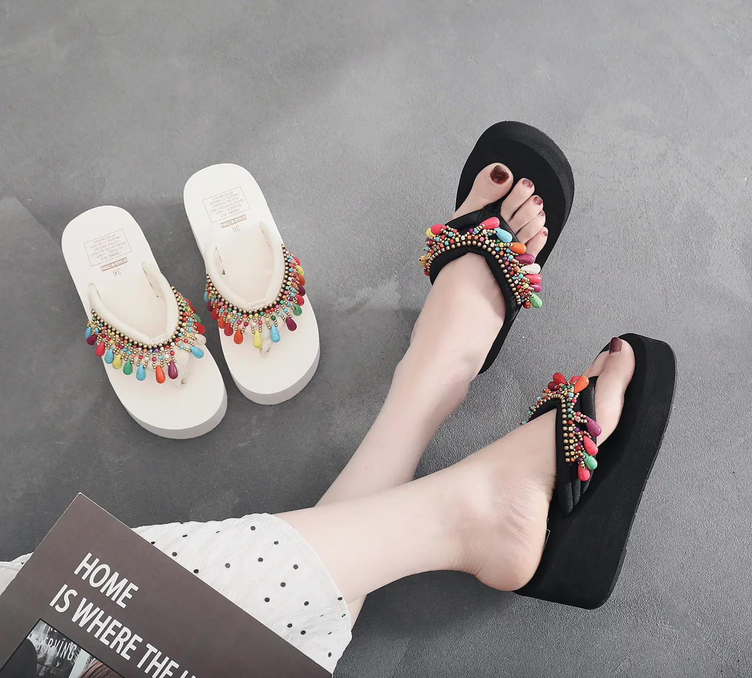 Bohemian Tassel Platform Sandals Women Summer Flip Flops — feature 1