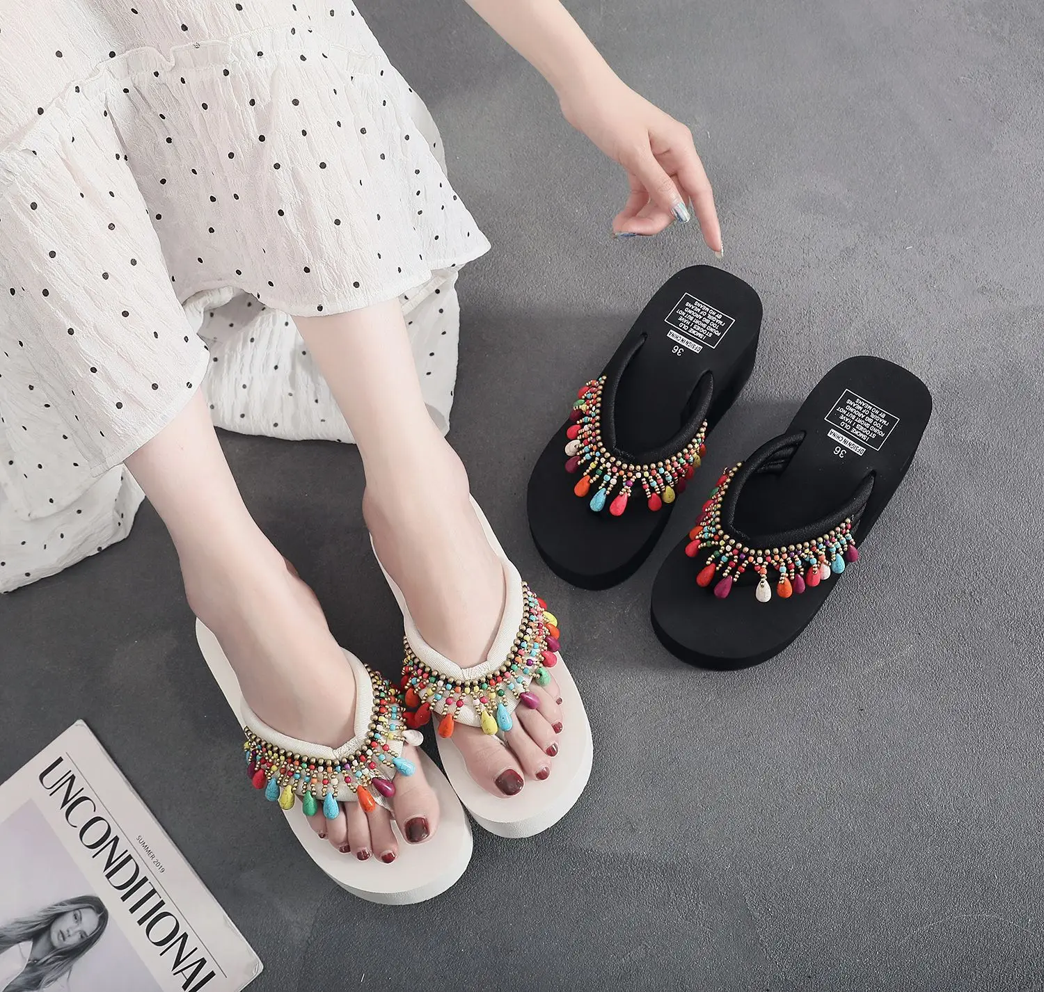 Bohemian Tassel Platform Sandals Women Summer Flip Flops — feature 2