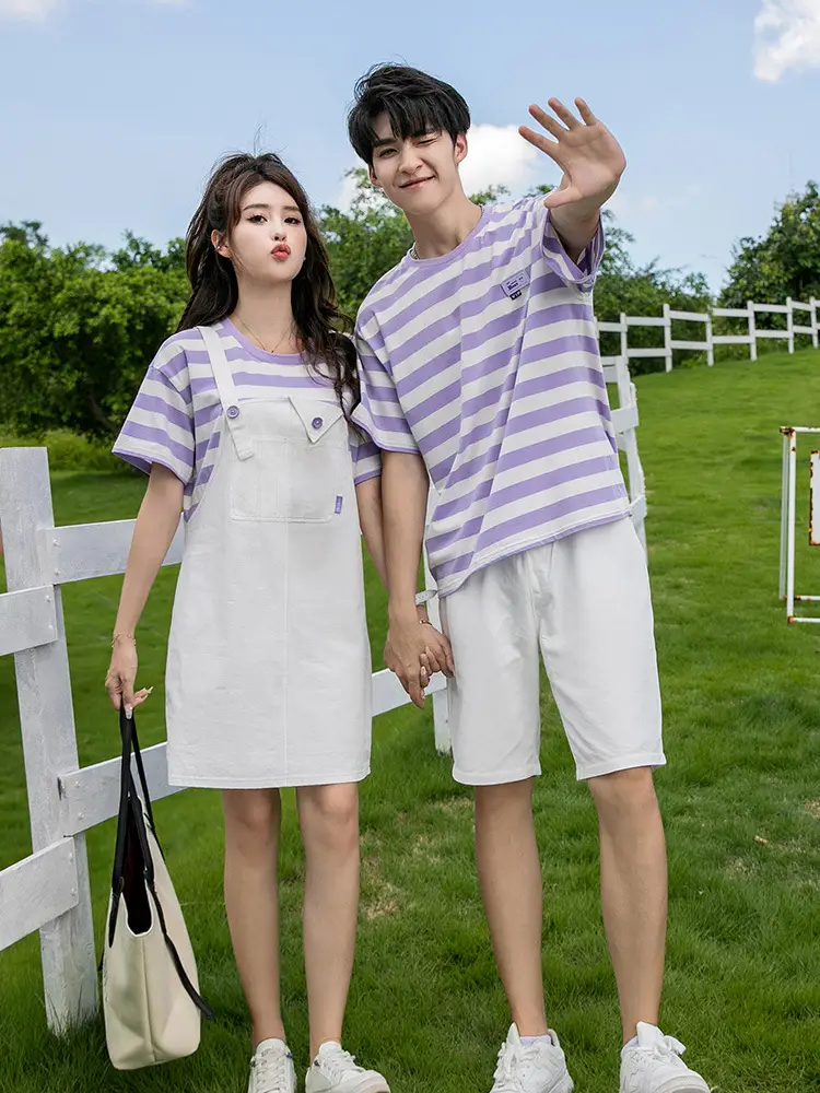 White Parent-Child Cartoon Short Sleeve T-Shirt Suit - Image 4