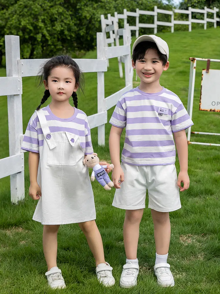 White Parent-Child Cartoon Short Sleeve T-Shirt Suit - Image 5