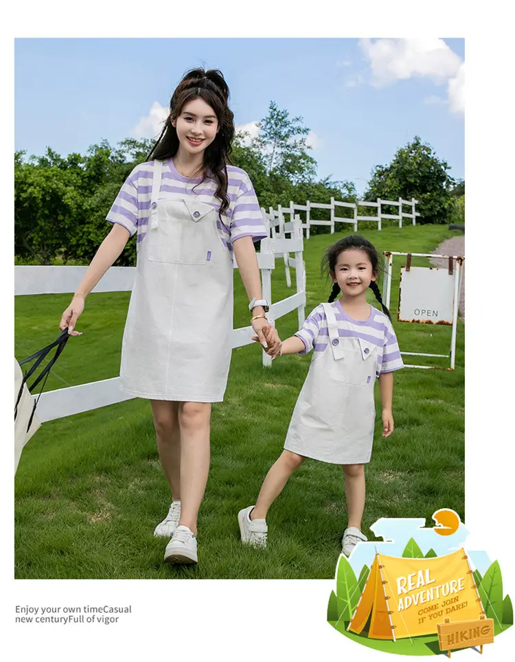 White Parent-Child Cartoon Short Sleeve T-Shirt Suit — feature 14