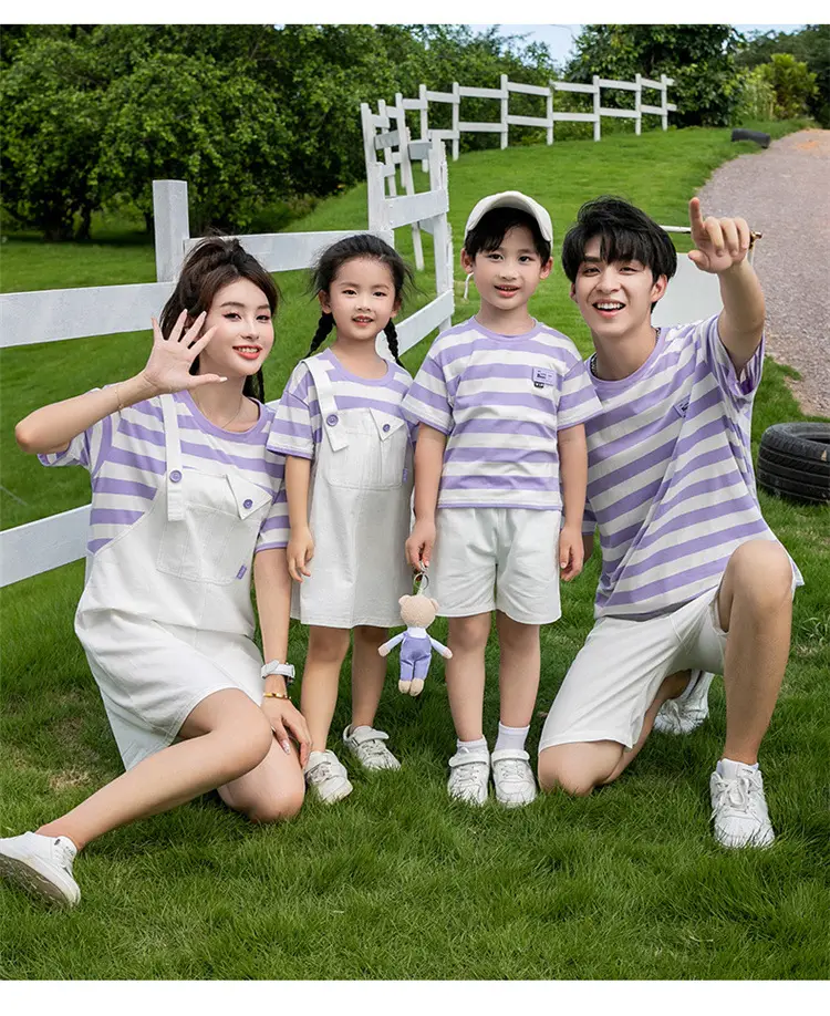 White Parent-Child Cartoon Short Sleeve T-Shirt Suit — feature 15