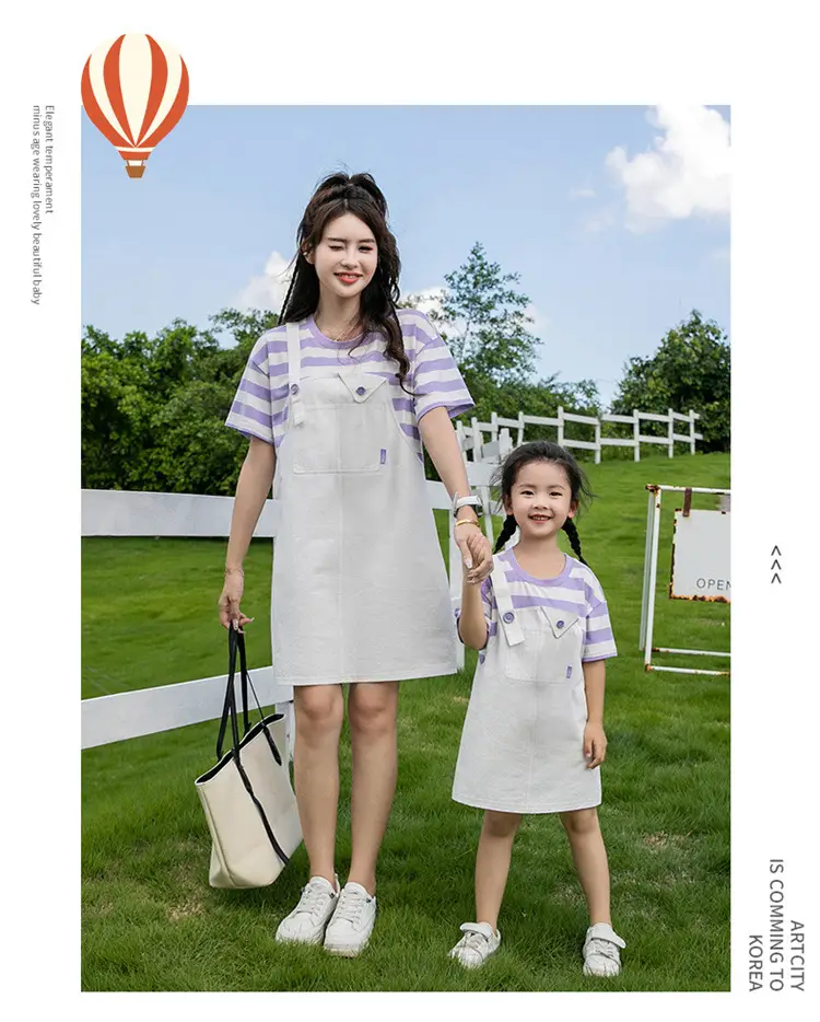 White Parent-Child Cartoon Short Sleeve T-Shirt Suit — feature 17