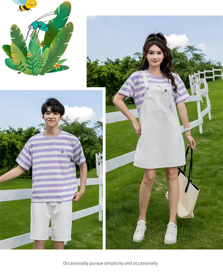 White Parent-Child Cartoon Short Sleeve T-Shirt Suit — feature 20