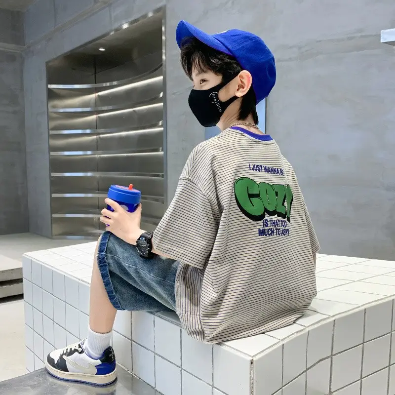 Boy Striped Cotton T-Shirt Mid Size Summer Wear