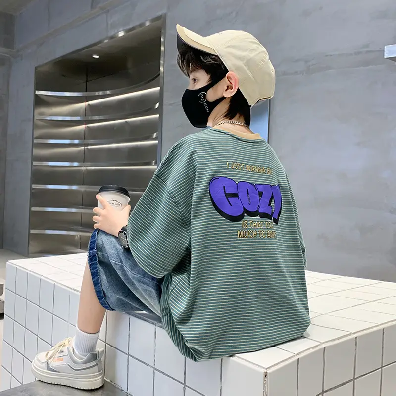 Boy Striped Cotton T-Shirt Mid Size Summer Wear