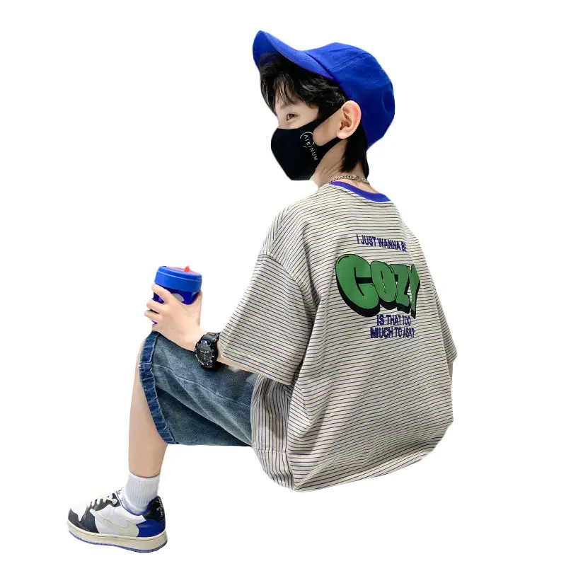 Boy Striped Cotton T-Shirt Mid Size Summer Wear