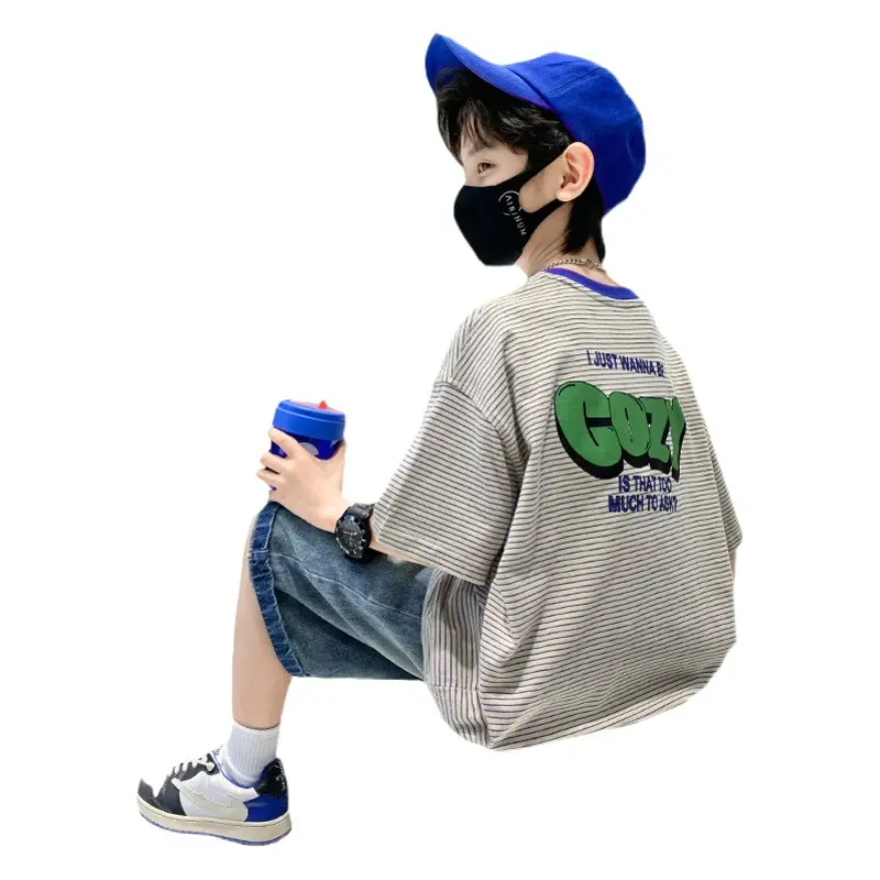 Boy Striped Cotton T-Shirt Mid Size Summer Wear