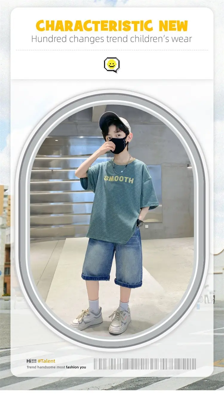 Boy Striped Cotton T-Shirt Mid Size Summer Wear — feature 1
