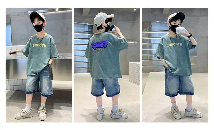 Boy Striped Cotton T-Shirt Mid Size Summer Wear — feature 5