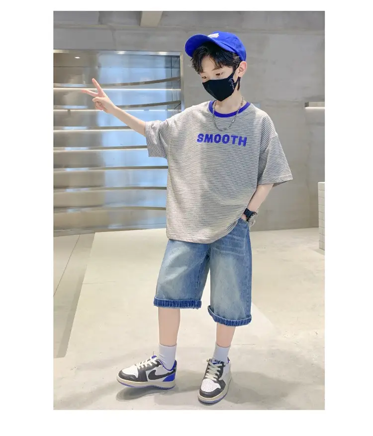 Boy Striped Cotton T-Shirt Mid Size Summer Wear — feature 9