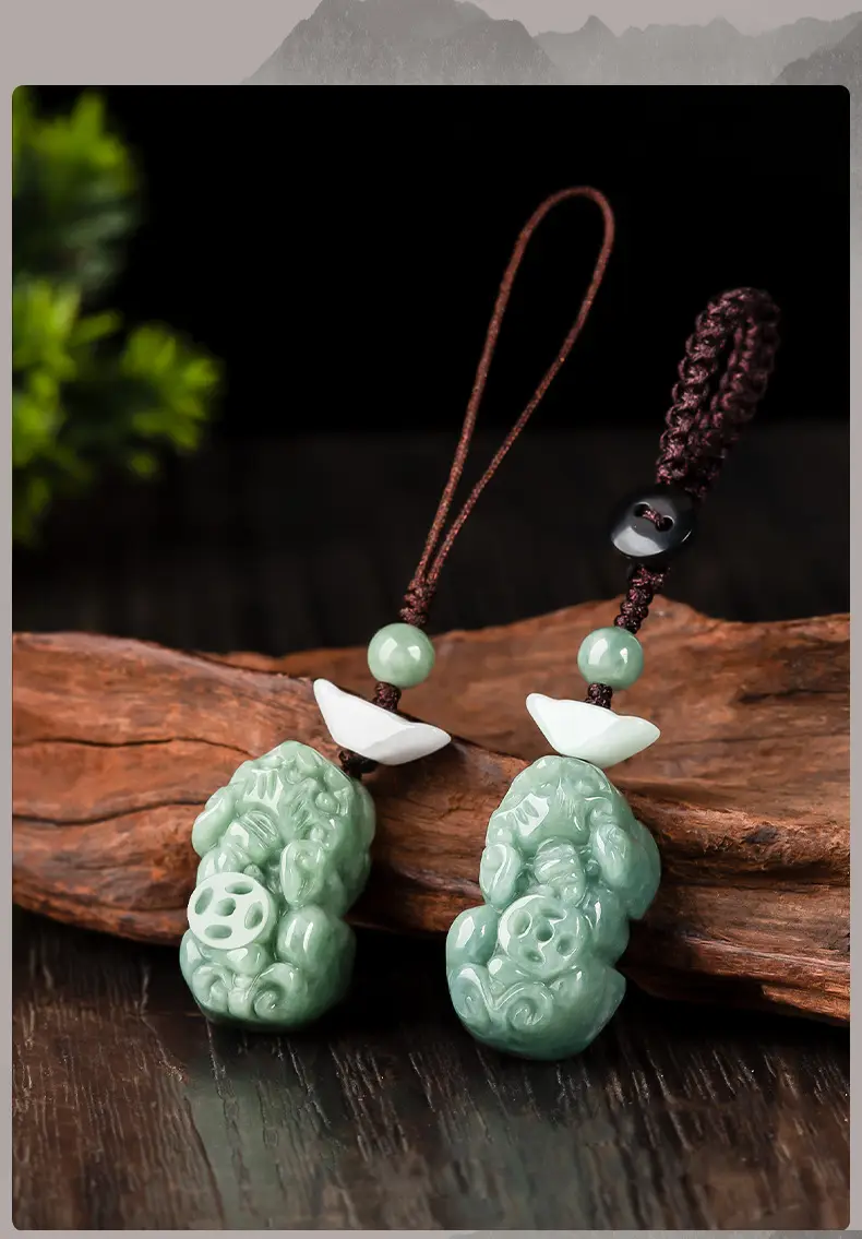 Natural Jade Car Key Pendant with Brave Design — feature 1