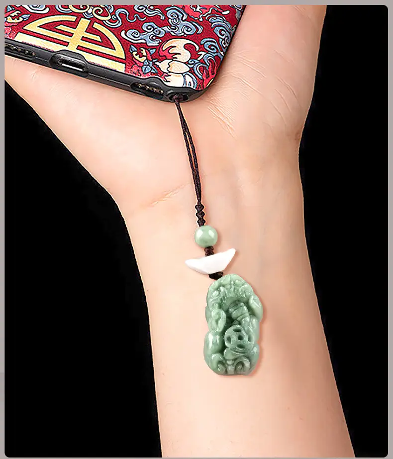 Natural Jade Car Key Pendant with Brave Design — feature 11