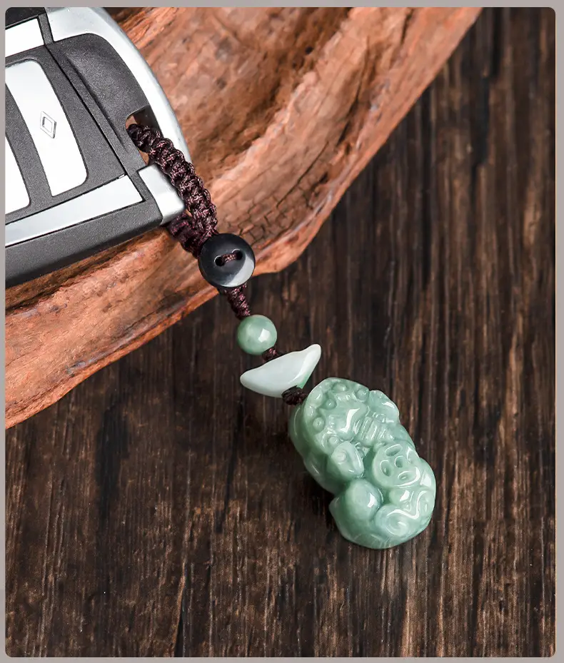 Natural Jade Car Key Pendant with Brave Design — feature 12