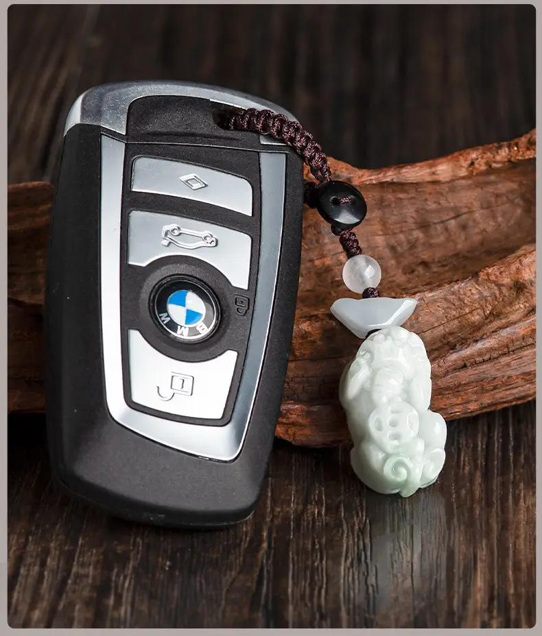Natural Jade Car Key Pendant with Brave Design — feature 13