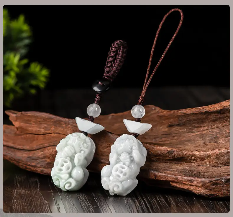 Natural Jade Car Key Pendant with Brave Design — feature 3