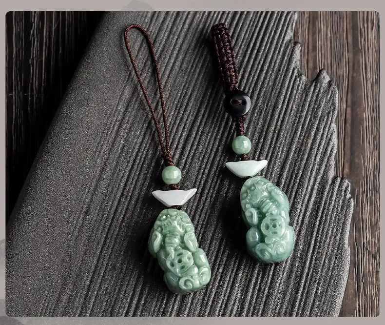 Natural Jade Car Key Pendant with Brave Design — feature 6