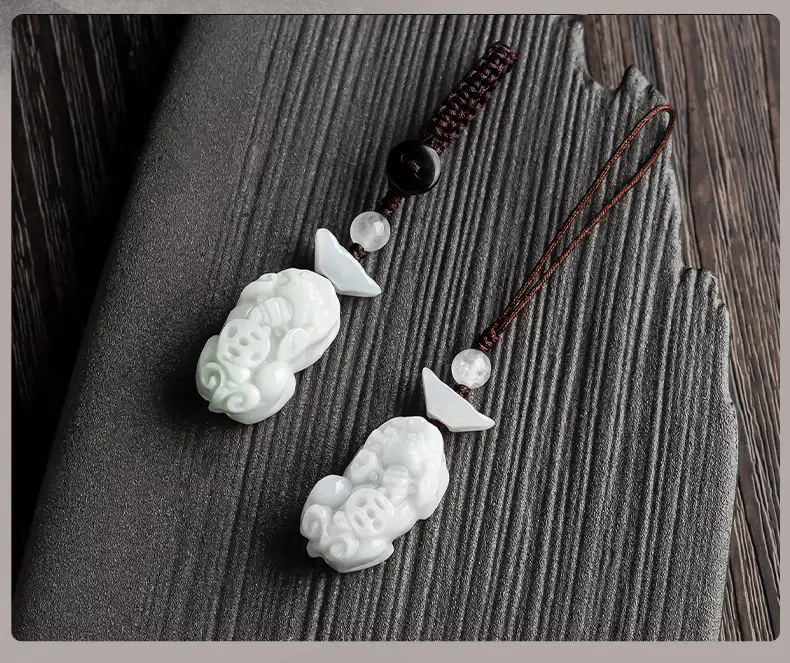 Natural Jade Car Key Pendant with Brave Design — feature 7