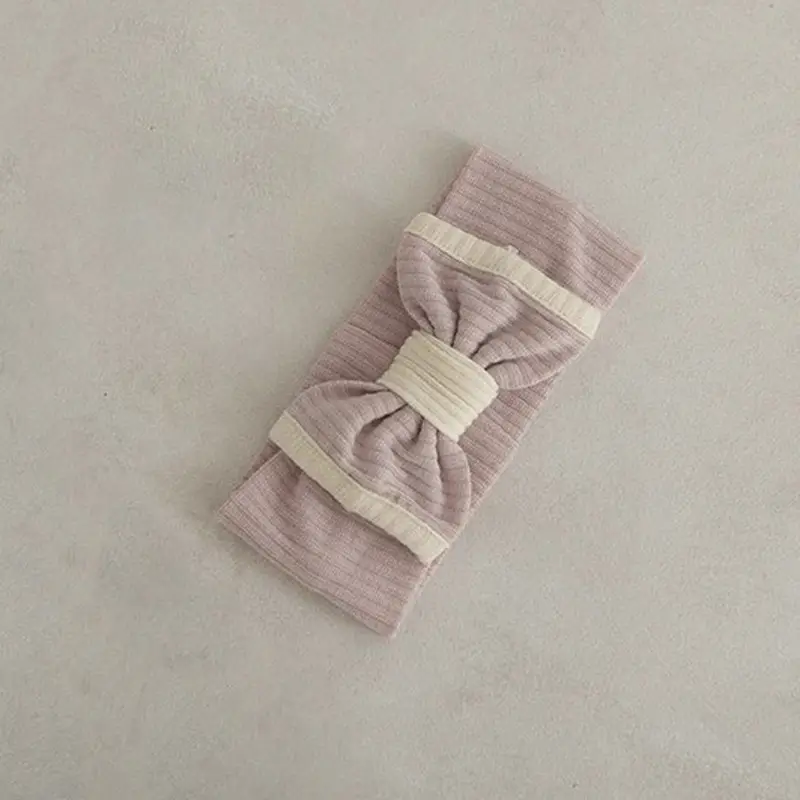 Baby Bow Headband Beige Ribbed Summer Wear - Image 8