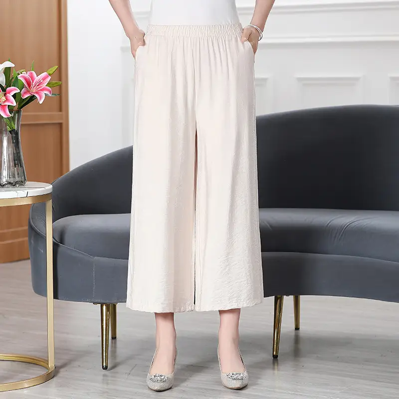 Women Cotton Linen Wide Leg Pants Summer 2023 - Image 3