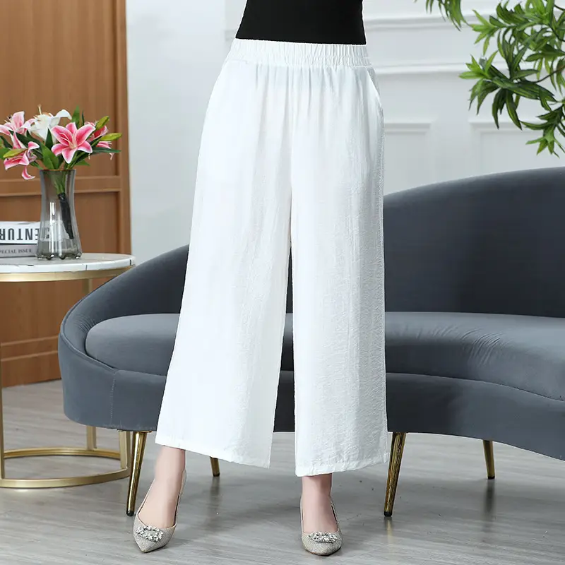 Women Cotton Linen Wide Leg Pants Summer 2023 - Image 4