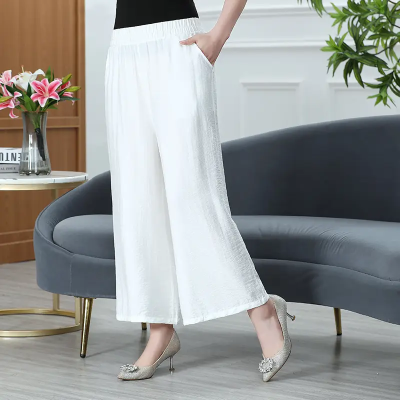 Women Cotton Linen Wide Leg Pants Summer 2023 - Image 2