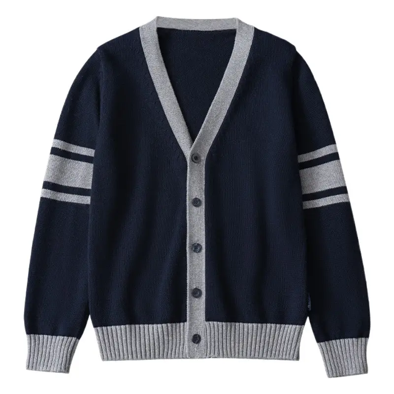 Children's Black Cardigan Sweater Medium Large Cotton