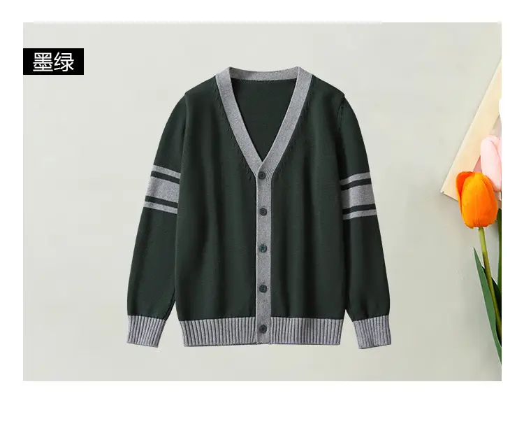 Children's Black Cardigan Sweater Medium Large Cotton — feature 14