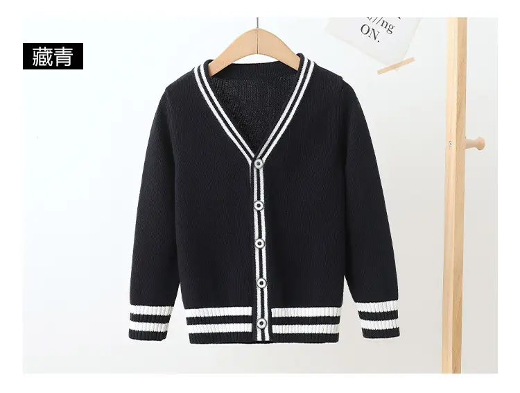 Children's Black Cardigan Sweater Medium Large Cotton - Image 10