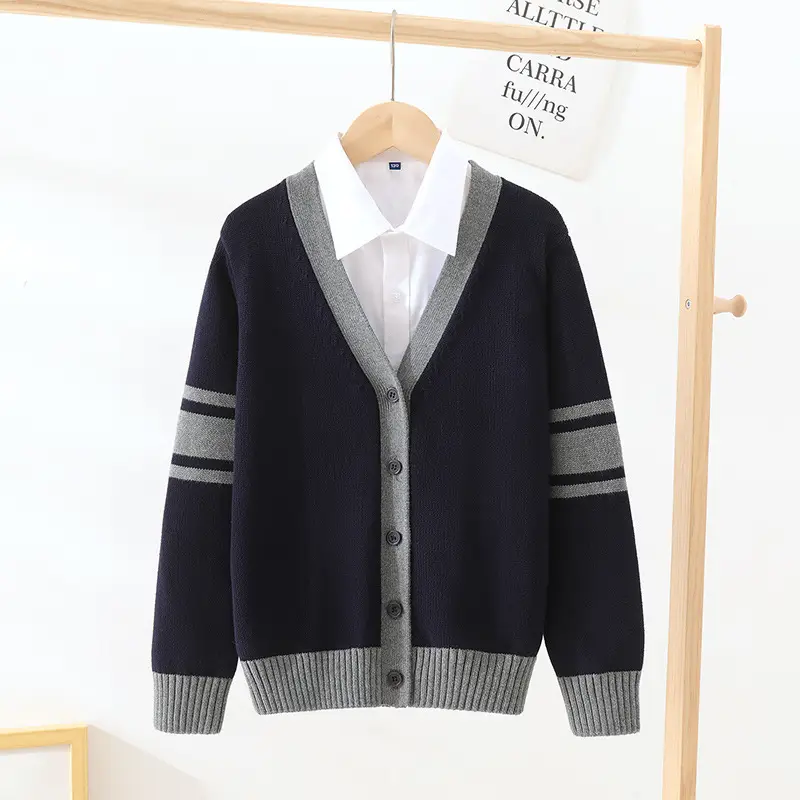Children's Black Cardigan Sweater Medium Large Cotton - Image 2