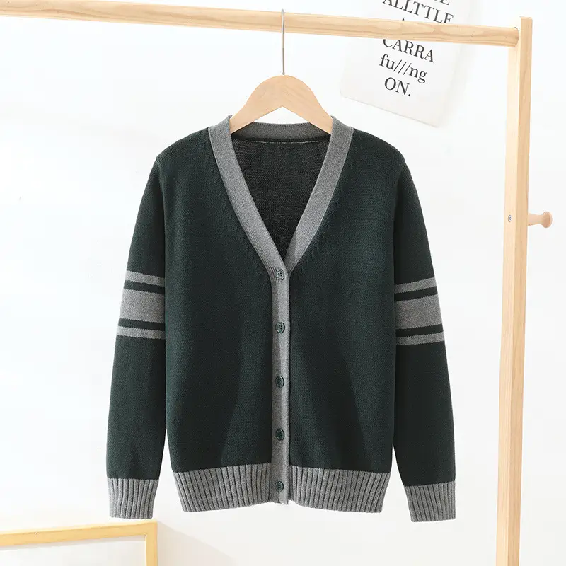 Children's Black Cardigan Sweater Medium Large Cotton - Image 3