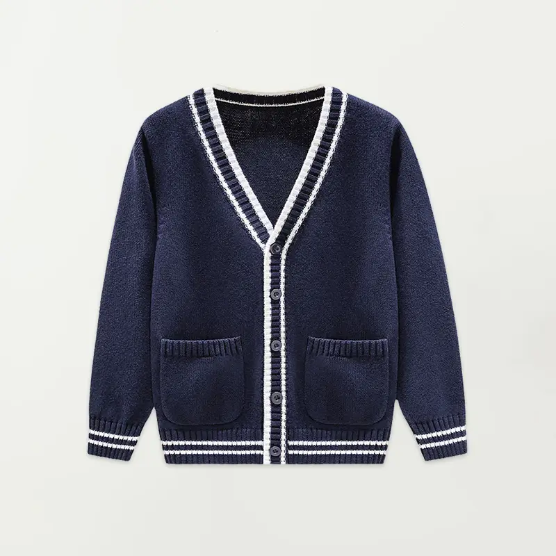 Children's Black Cardigan Sweater Medium Large Cotton - Image 5
