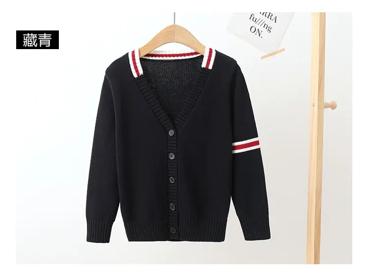 Children's Black Cardigan Sweater Medium Large Cotton - Image 8