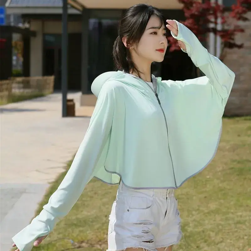 Women's Black Hooded Sun Protection Outerwear 2023 - Image 4
