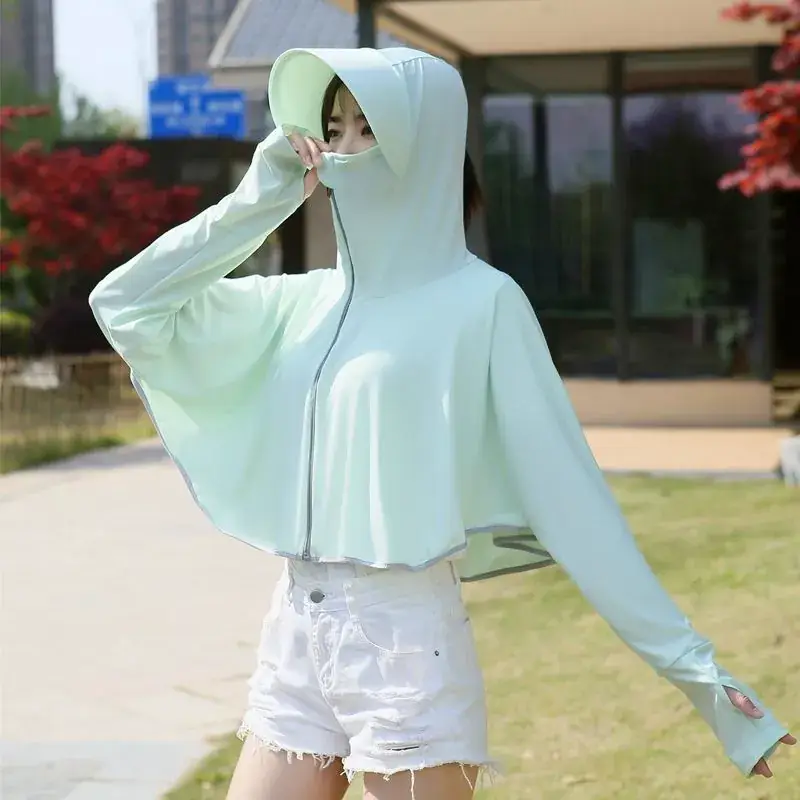 Women's Black Hooded Sun Protection Outerwear 2023 - Image 9