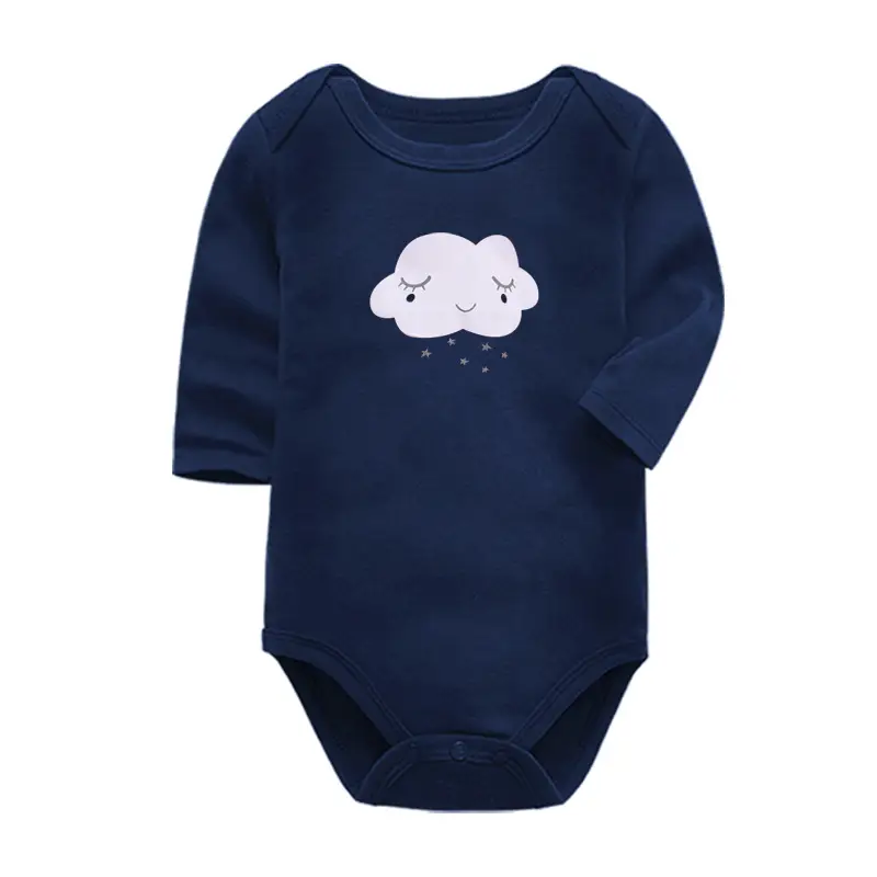 Baby Long Sleeve Body Suit Navy Blue Cloud Print